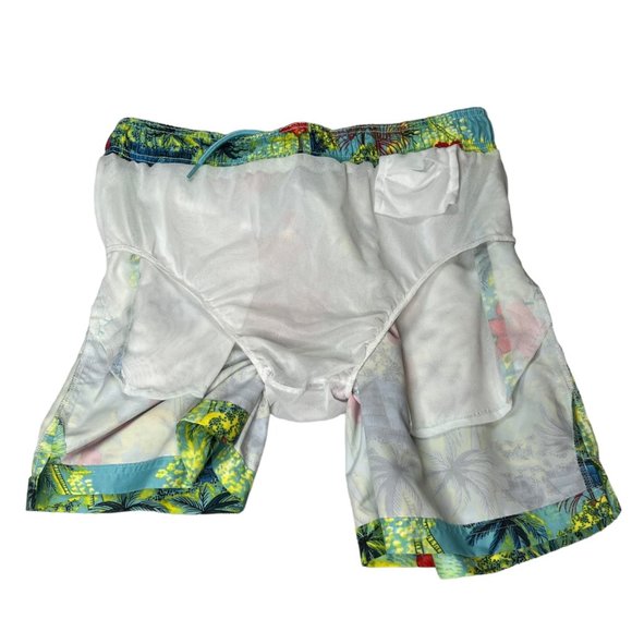 George Swimwear Mens Medium 32-34 Flamingo Mesh Lined Pineapple Trunks Shorts - Picture 6 of 11